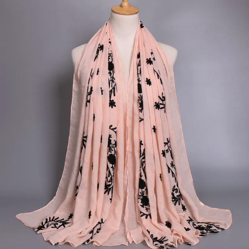 Новинка 2019 модный простой шарф с вышивкой цветочный из вискозы женские шали