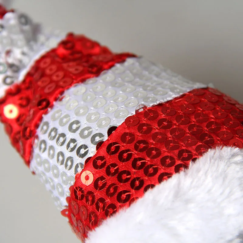 1 шт. пушистая Рождественская шляпка в красно белую полоску с блестками шляпа для