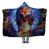 inner demons 3d printed plush hooded blanket for adults children youth warm wearable fleece throw blanket home office washable