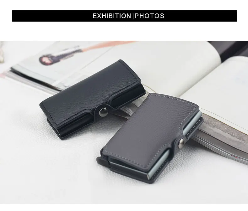 Casekey коричневый винтажный кожаный алюминиевый кошелёк автоматический всплывающий металлический держатель для кредитных карт кошелек блокирующий RFID алюминиевый