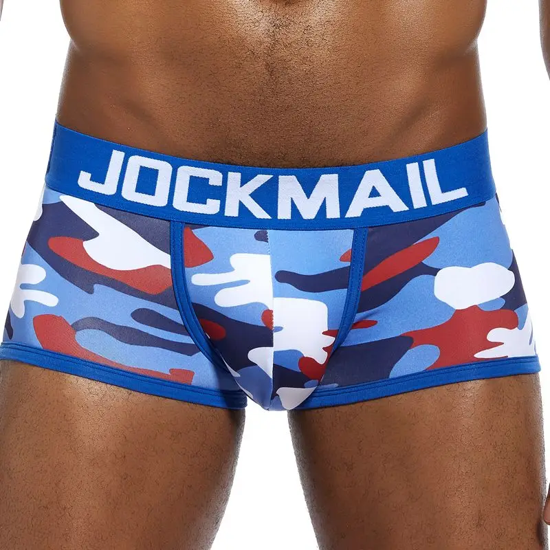 Бренд JOCKMAIL, мужские боксеры, камуфляжное сексуальное мужское нижнее белье, мужское нижнее белье, мужские трусы, шорты с u-образной выпуклой сумкой, Гей Нижнее белье