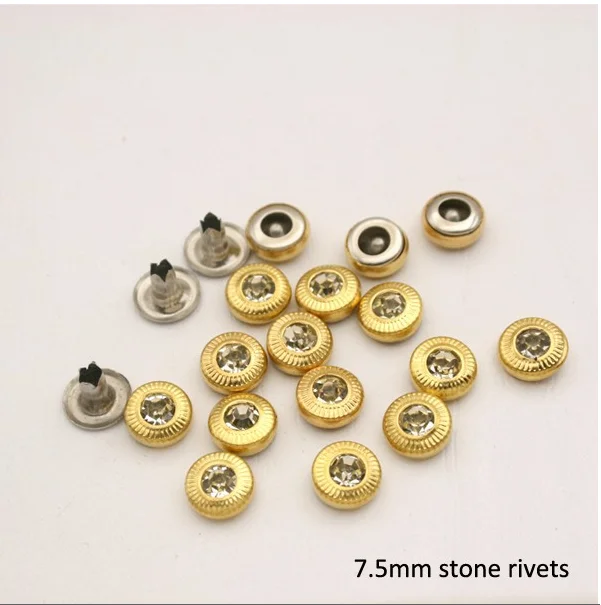 7.5mm 240sets Metal rivets zinc alloy rhinestone arcylic stone nail gold diamond ZD-008 | Дом и сад