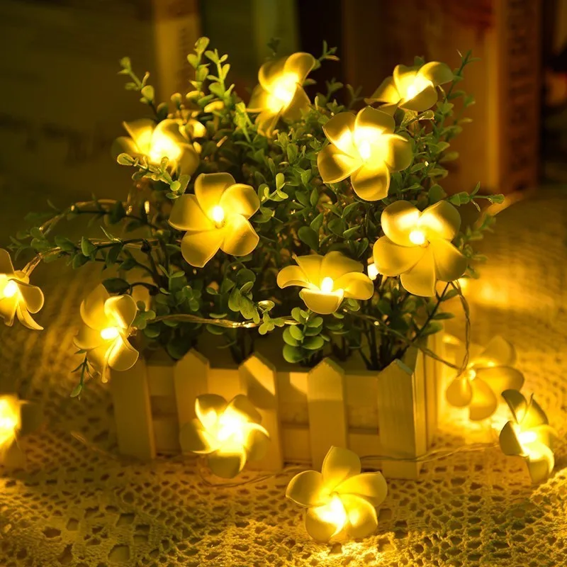 20 светодио дный Frangipani гирлянды цветок Фея свет строка Плюмерия питание