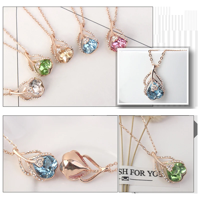 BAFFIN новый дизайн кулон в виде листьев сердца ожерелье кристаллы от SWAROVSKI розовое