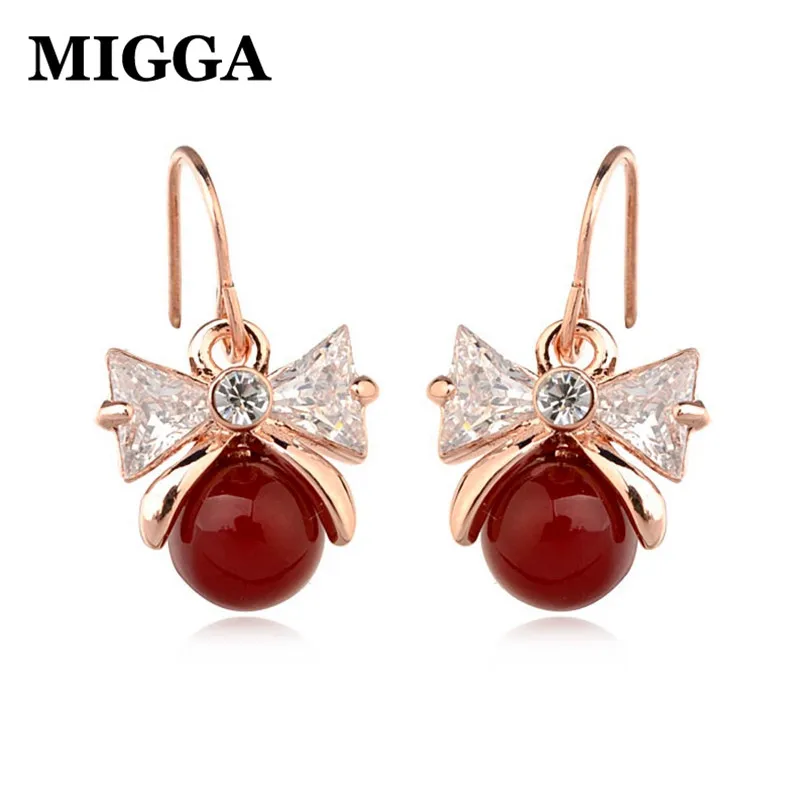 MIGGA романтические циркониевые висячие серьги с бантом для женщин Имитация
