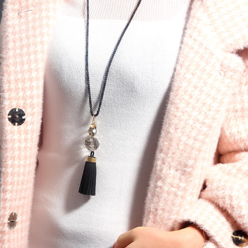 Длинное ожерелье SUKI ювелирные изделия подвеска из акрилового кристалла и камня