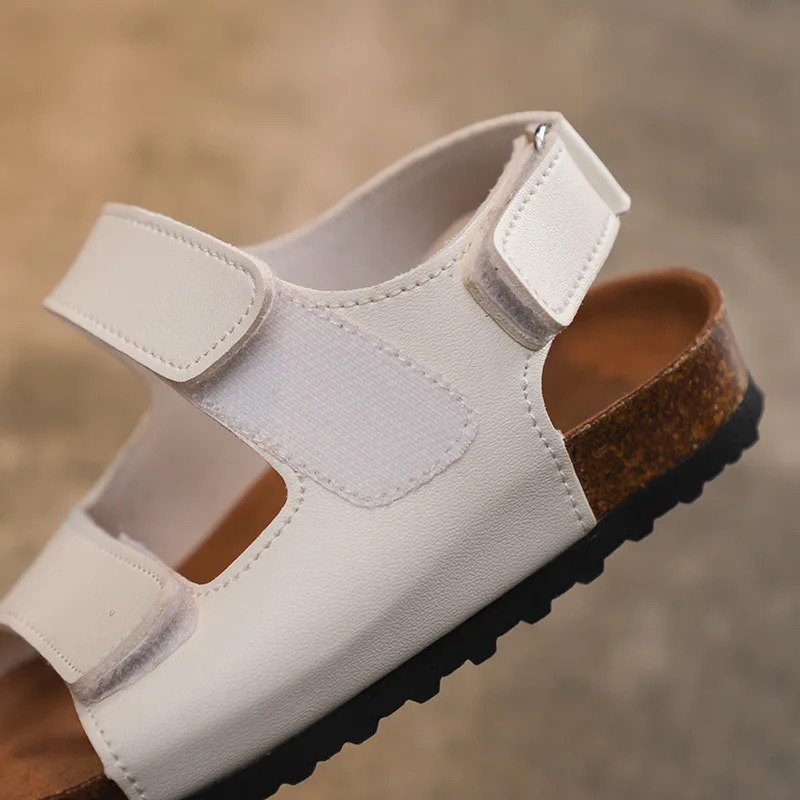 Пробковые сандалии для мальчиков и девочек пляжные шлепанцы с одним словом