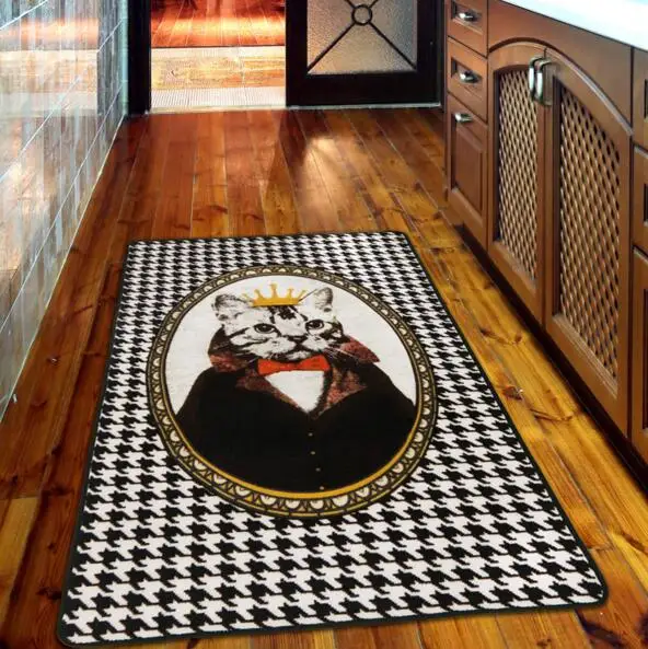 Creative Houndstooth patternt with Cat Living Room carpet Rug Soft Polyester Beautiful for Kitchen Mat/Bath Mat kids | Дом и сад