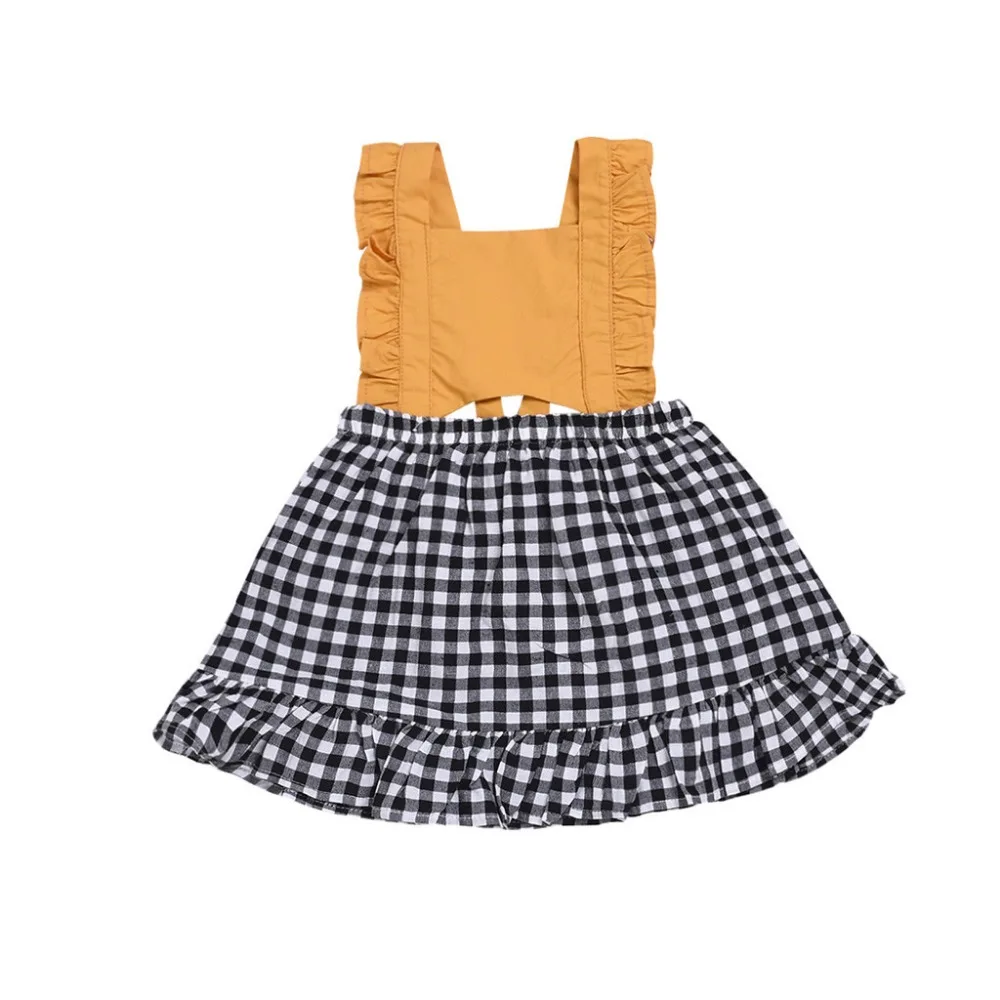 Новинка 2019 летнее платье для новорожденных маленьких девочек клетчатое без