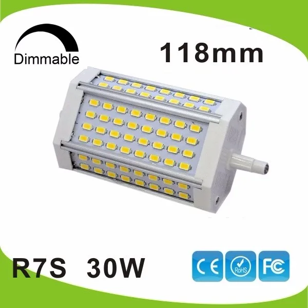 Дизайн 30 Вт led R7S светильник 118 мм без вентилятора с регулируемой яркостью R7S лампа J118 R7S пищевой светильник 3 года гарантии AC110-240V