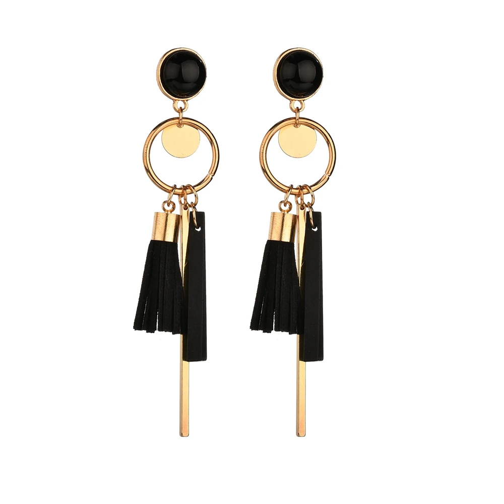 MissCyCy корейские модные кожаные серьги с кисточками для женщин геометрические