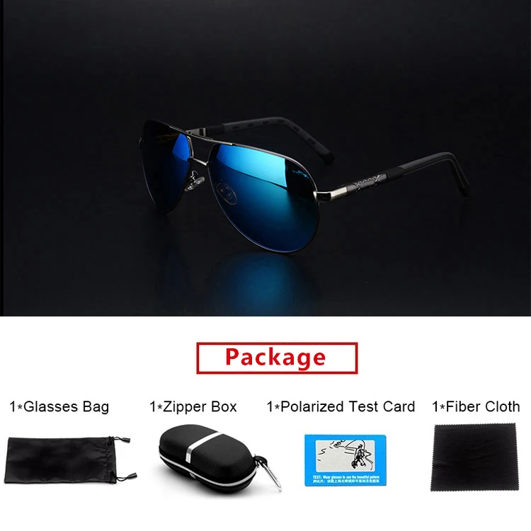 Blue with box SAYLAYO, модные поляризационные солнцезащитные очки, мужские, классические, Ретро стиль, сплав, оправа, солнцезащитные очки, покрытие линз, для вождения, защита от уф400 лучей - Цвет линз: Blue with box
