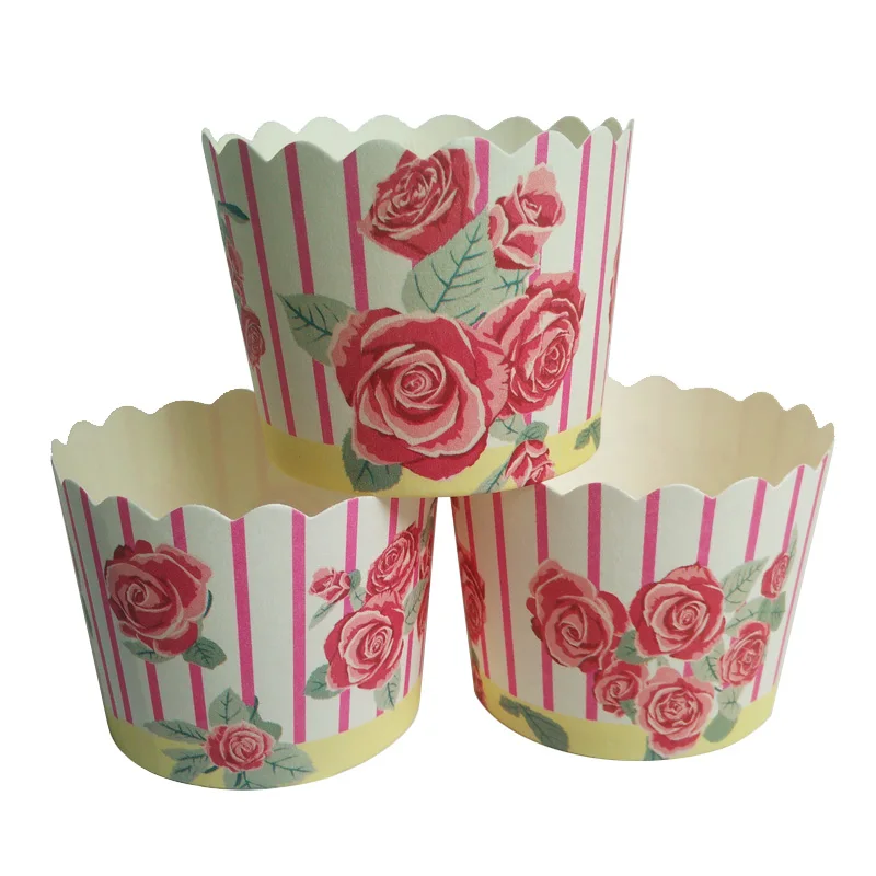 100pcs Flowers design cupcake Cake Paper Cup Molds High Temperature Resistance Baking Tools for birthday wedding festival party | Дом и сад