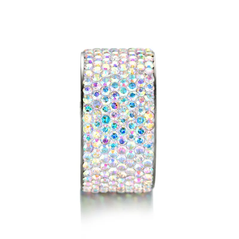 NHGBFT 12MM Wide Color zircon CZ Ring Romantic Love Jewelry Women Stainless steel ring Dropshipping | Украшения и аксессуары