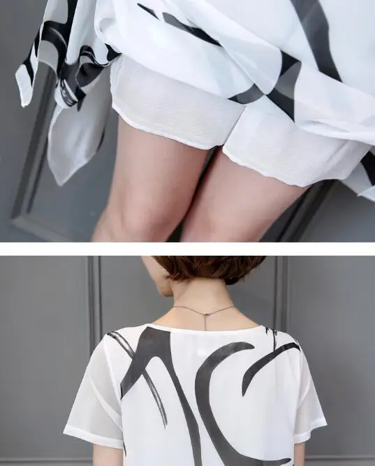 Женское шифоновое платье с круглым вырезом свободное в Корейском стиле модель