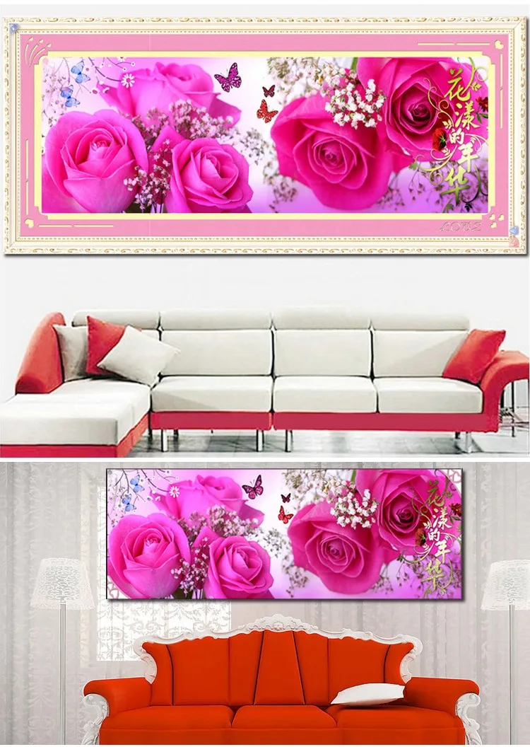 Алмазная вышивка сделай сам круглые алмазы с фиолетовыми цветами розы Стразы 5D