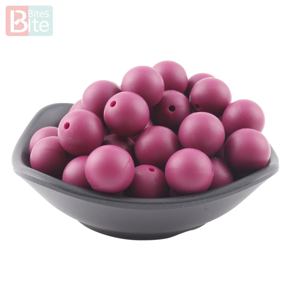 Red Wine Beads Кусачки 12 мм 30 шт. Силиконовые Бусины DIY Детские Прорезыватели для зубов аксессуары для изготовления детских прорезывателей мягкие бусины без бисфенола цвет - Цвет: Red Wine Beads