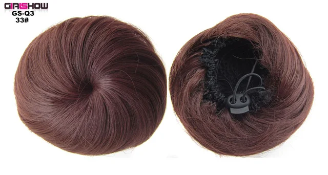 Q3 Color 33 Girlshow Синтетические прямые резинка для волос, обтянутая тканью; пучок волосы Бал волос шиньон ролик Q3 накладные волосы "конский хвост" Шоколад блондинка 35 г/шт - Цвет: Q3 Color 33