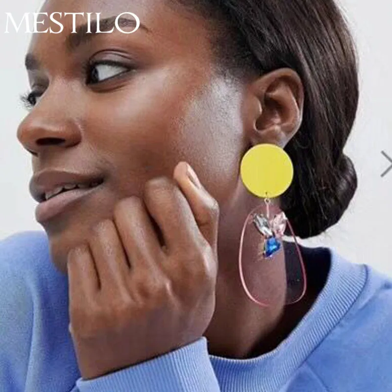 MESTILO новый богемный большие геометрические красочные акриловые серьги для Для