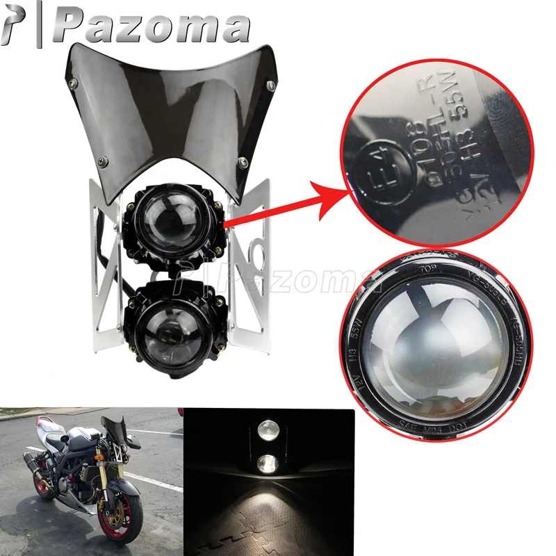 Для Kawasaki Suzuki Honda Yamaha мотоцикл Emark E4 H3 двойная фара с ветровым экраном