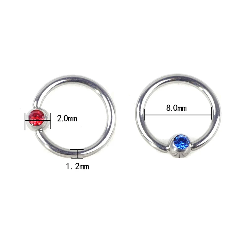 PINKSEE 2 шт. хирургический обруч с бусинами из нержавеющей стали кольца пирсинг для