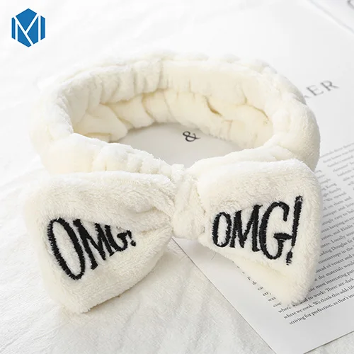 Yellow M MISM Fashion Letter OMG Женская повязка на голову из хлопка аксессуары для волос, бантики-узел эластичные женские обручи мыть лицо маска Тюрбан - Цвет: Yellow