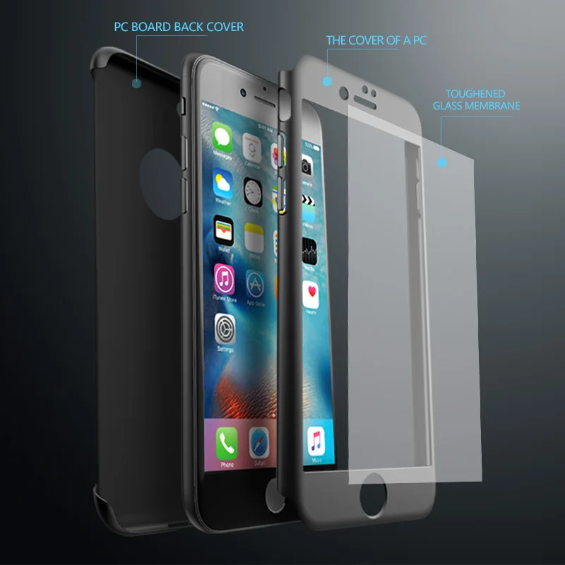 IPaky 360 полная защита чехол для iphone 7 Чехол iphone7 plus Роскошный тонкий 8 противоударные