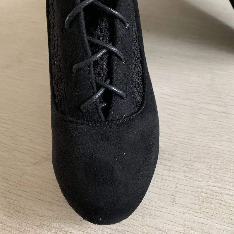ORCHA LISA/летние ботинки больших Size34-46 обувь из флока и кружева с вырезами модная женская вышитая обувь C554