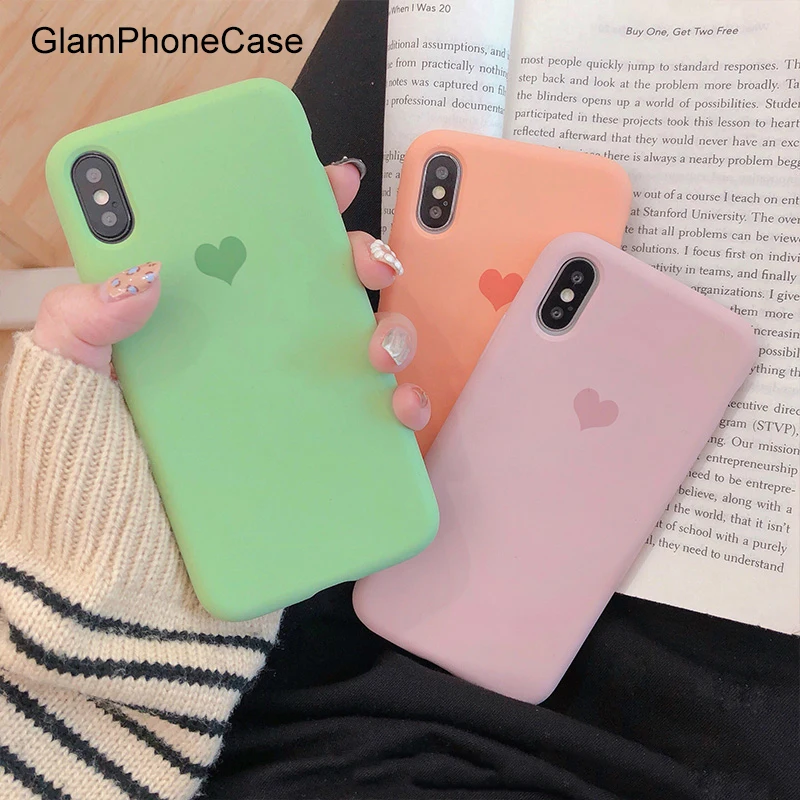 GlamPhoneCase простой однотонный чехол для телефона с сердечками iPhone X XS Max XR мягкий