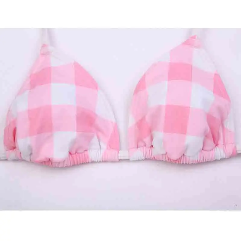 2019 Новый розовый сетчатый Полосатый Сексуальный треугольный Бандаж бикини пуш
