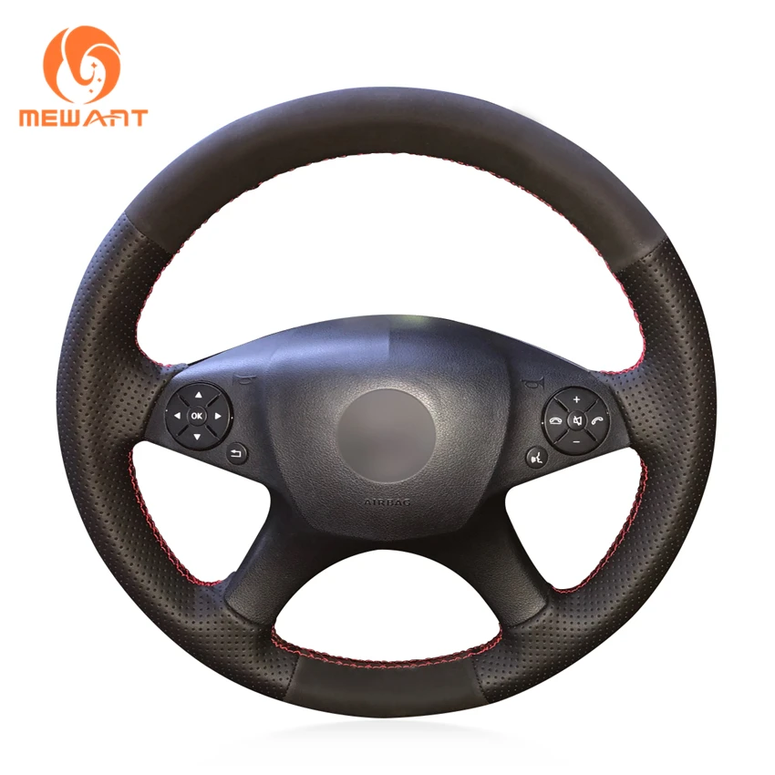 MEWANT черный чехол на руль из натуральной кожи и замши для Mercedes Benz W204 c класс 2007 2010 C280