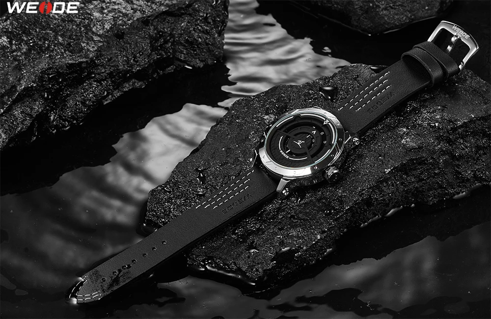 WEIDE спортивные мужские наручные часы с кожаным ремешком, Цифровые кварцевые часы, водонепроницаемые Роскошные Брендовые Часы с хронографом, мужские часы