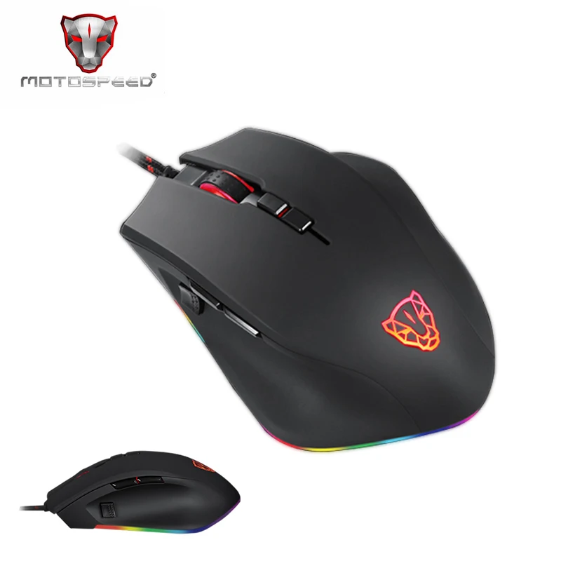 Motospeed V80 RGB профессиональная игровая мышь 5000 DPI геймерская USB Проводная оптическая мышь с подсветкой дышащая светодиодсветодиодный для ПК ноутбука