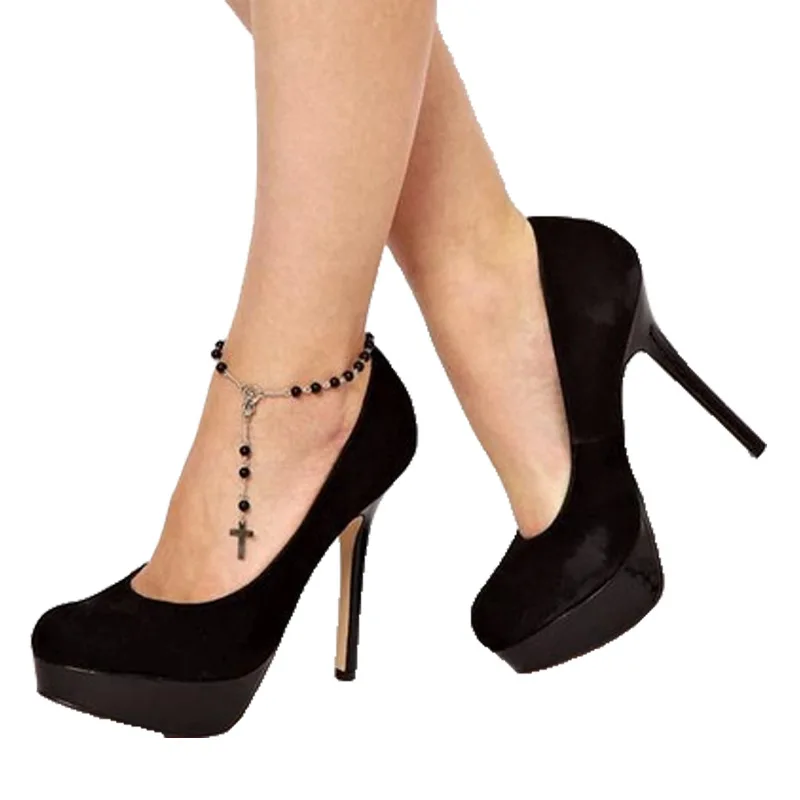 Мода Лодыжке Браслет Христос четки крест Браслеты Ножной Ног Ножные Для Женщин