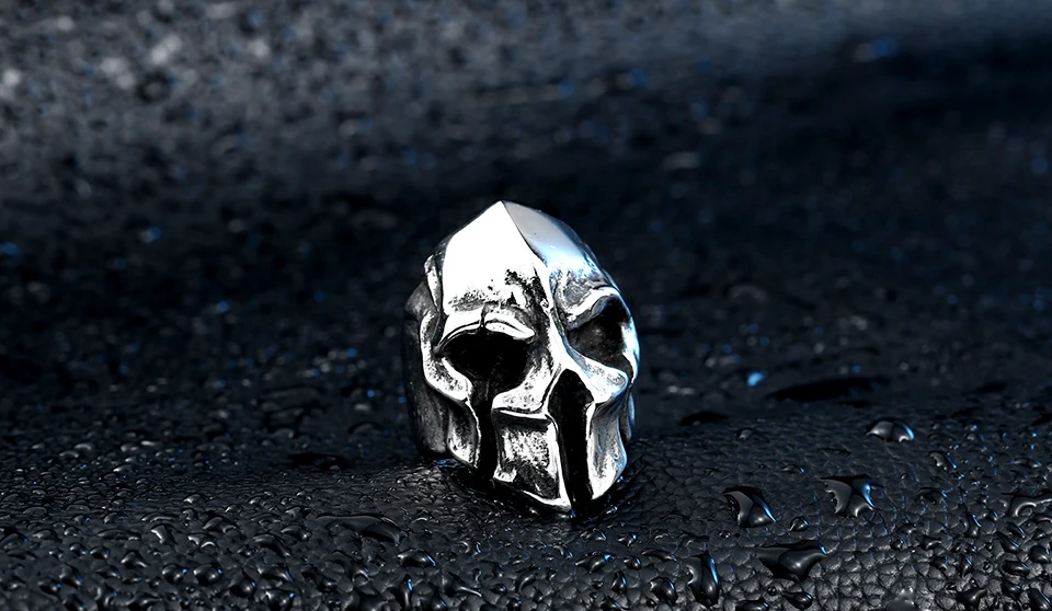 steel soldier good detail factory price men punk skull ring stainless steel fashion jewelry
