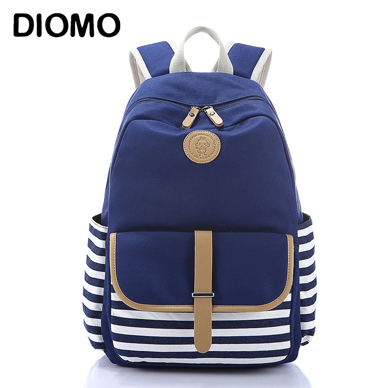 DIOMO школьный рюкзак стильный в полоску с usb портом для зарядки|school backpack for girls|school