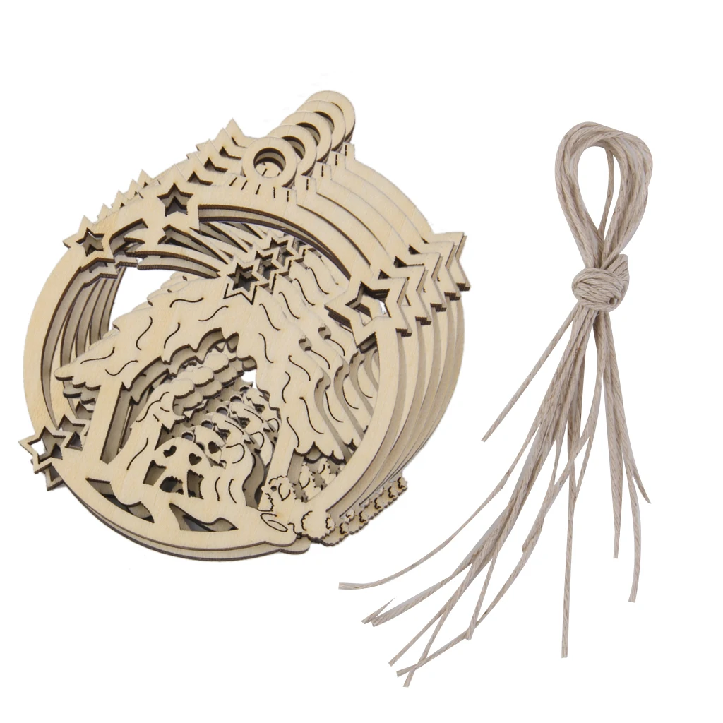 Новинка 10 шт. рождение Иисуса вырезать деревянная бирка с строка ремесло