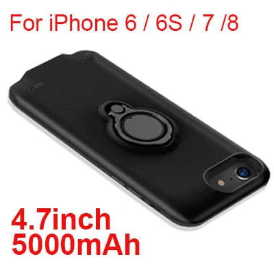 Чехол для аккумулятора 5000/7200 мАч для iPhone 8, 7, 6, 6s Plus, чехол для зарядки аккумулятора, чехол для iPhone 6, 6s, 7, 8, чехол для внешнего аккумулятора, держатель с кольцом - Цвет: 5000mah 6 6S 7 8