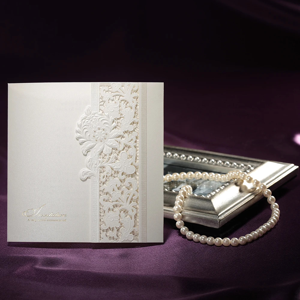 10 * лазерная резка роскошные цветочные свадебные пригласительные открытки