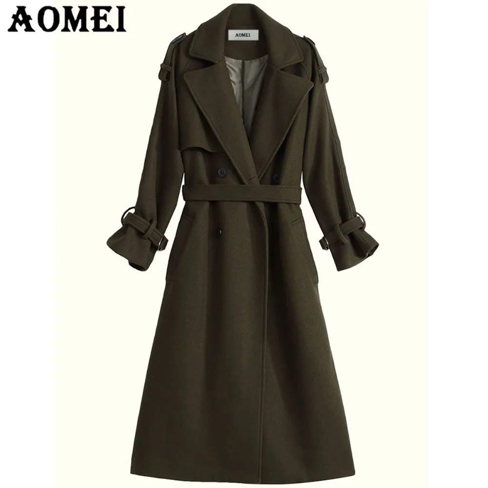 Женское модное шерстяное пальто с поясом одежда для работы Офисная Женская