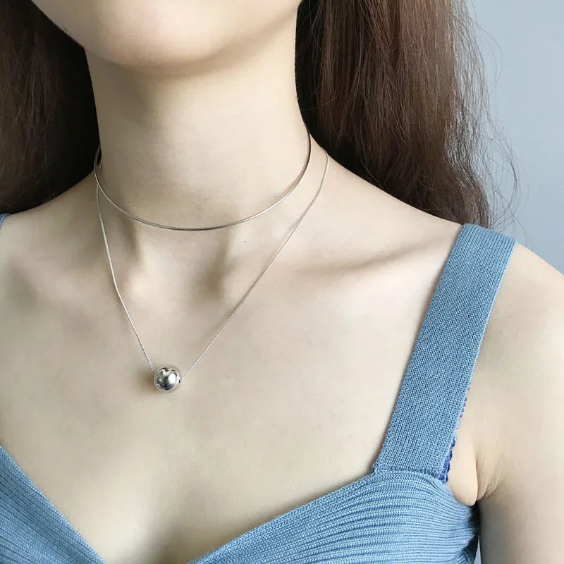 Классическое серебряное ожерелье высшего качества женское короткое