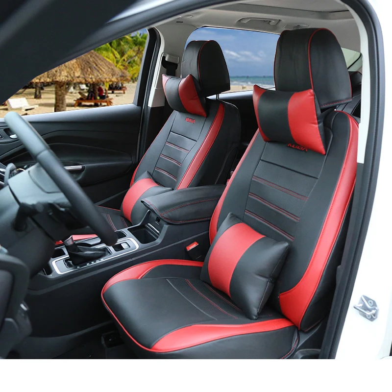 luxury red Lsrtw2017 роскошные кожаные подушки сиденья автомобиля коврик для Ford Kuga Escape - Color Name: luxury red