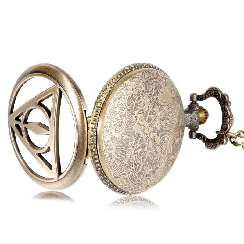 Винтаж Ретро Бронзовый Дары смерти Треугольники кварцевые карманные часы