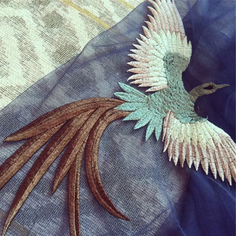 Женское Осеннее платье 2015 Новая мода с вышивкой птицы Лоскутное длинное длинными