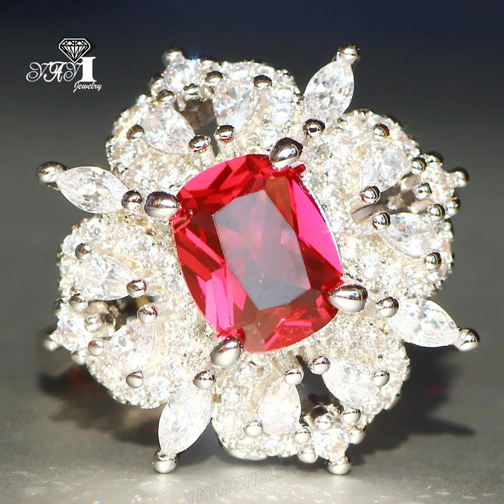 Ювелирные изделия YaYI Принцесса Cut 8 4 CT красный цирконами серебряные Цвет