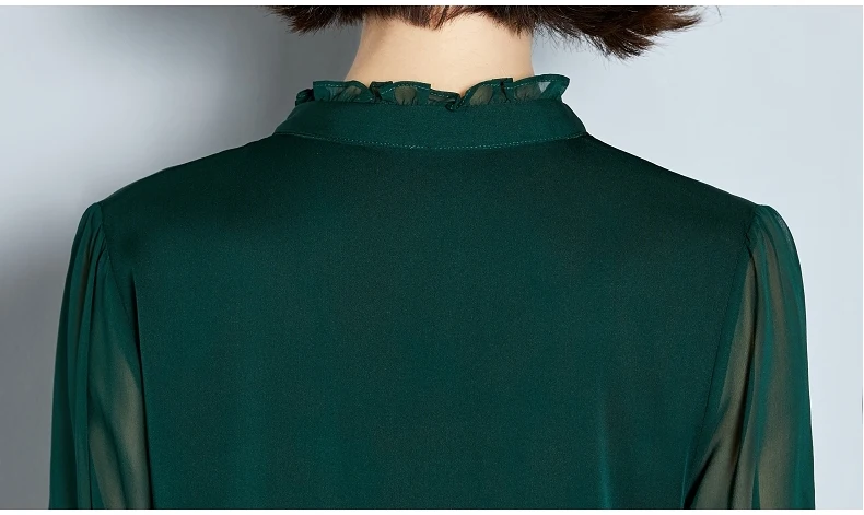 AYUNSUE, летняя мода, натуральный шелк, Blusas Mujer De Moda,, элегантная повседневная женская блузка с v-образным вырезом, женский топ с коротким рукавом S19X258