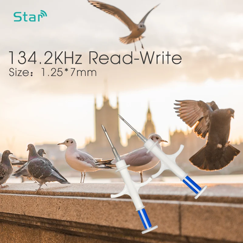 100 шт. 1 25*7 мм RFID 134 2 кГц FDX-B микрочипы инжектор животных животное собака кошка