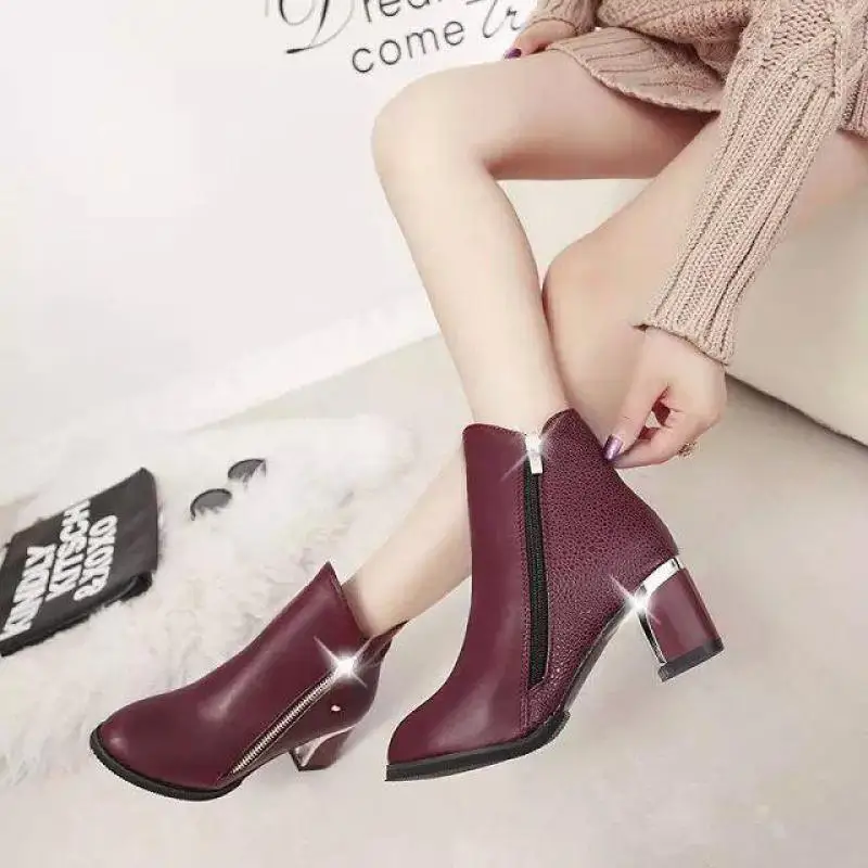 2018 осень и зима модные удобные женские короткие ботинки для отдыха с толстой