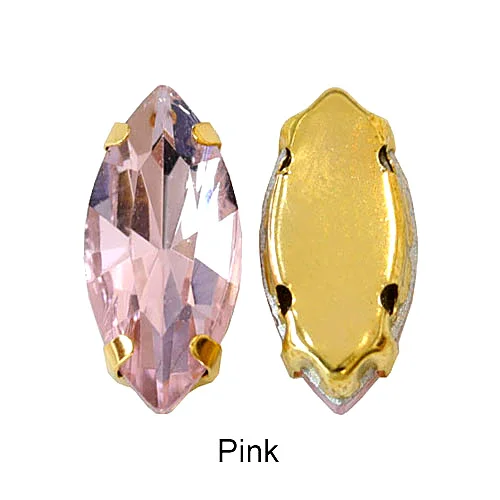 Light Pink Конский глаз, красивые стеклянные хрустальные пришивные стразы с золотым клешом, много цветов, Стразы для одежды B3544 - Цвет: Light Pink
