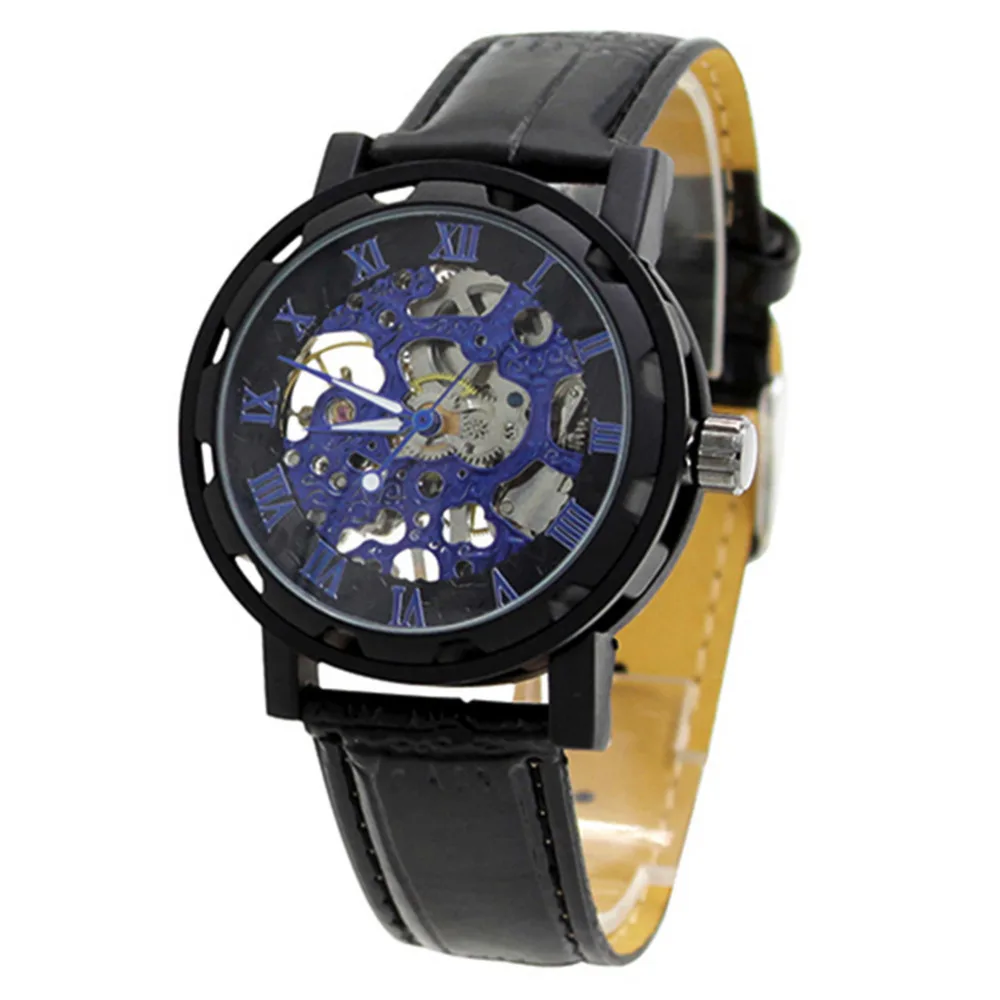 Классические мужские черные кожаные механические Спортивные армейские наручные